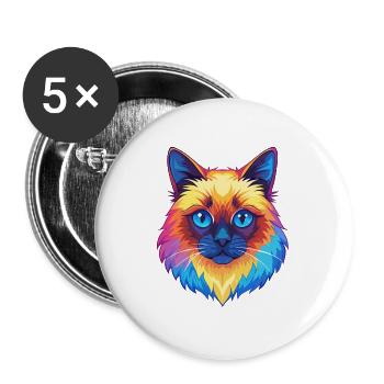 Birma Katze Rasse Karikatur Kawaii Tier Haustier - Buttons groß 56 mm (5er Pack) - Weiß - Vorne