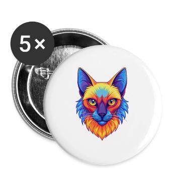 Balinesische Katze Rasse Cartoon Kawaii Tier Haustier - Buttons groß 56 mm (5er Pack) - Weiß - Vorne