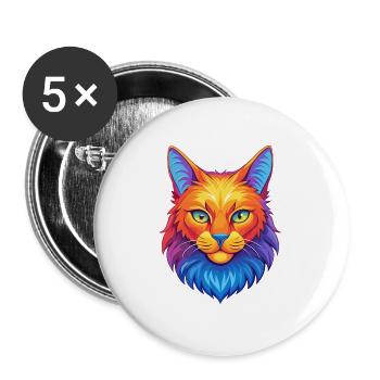 American Bobtail Cat Breed Cartoon Kawaii Animal P - Buttons large 2.2''/56 mm (5-pack) - white - Front