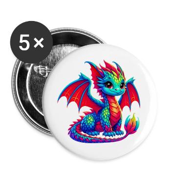 Dragon - Buttons large 2.2''/56 mm (5-pack) - white - Front
