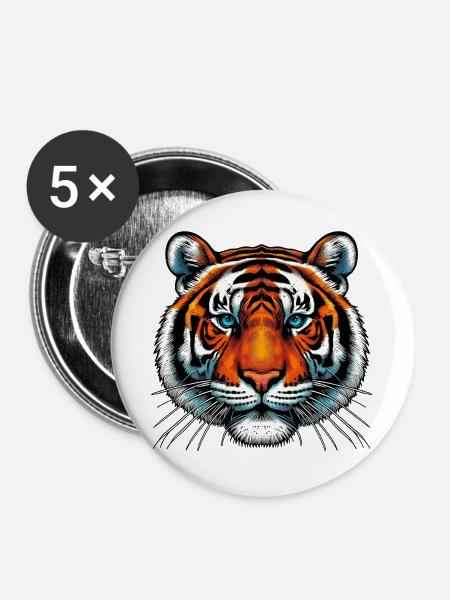 Tiger - Buttons groß 56 mm (5er Pack) - Weiß