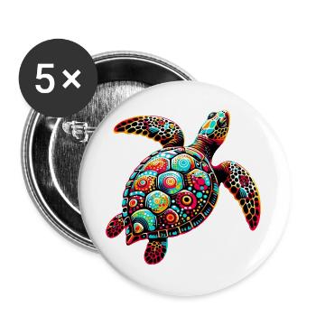 Schildkröte - Buttons groß 56 mm (5er Pack) - Weiß - Vorne