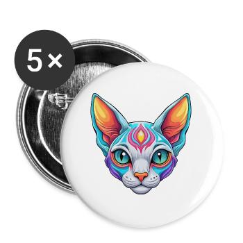 Devon Rex Chat Race Dessin animé Kawaii Animal Pet - Lot de 5 grands badges (56 mm) - blanc - Devant