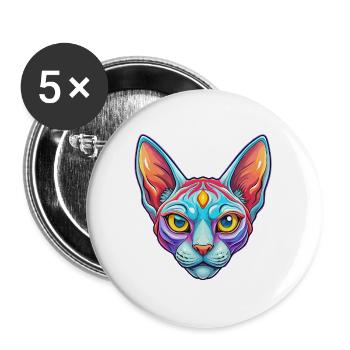 rouge Devon Rex Chat Race Dessin animé Kawaii Animal Pet - Lot de 5 grands badges (56 mm) - blanc - Devant