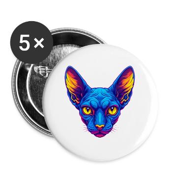 Cornish Rex Katzenrasse Cartoon Kawaii Tier Haustier - Buttons groß 56 mm (5er Pack) - Weiß - Vorne