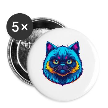Himalayan Cat Breed Cartoon Kawaii Animal Pet - Buttons large 2.2''/56 mm (5-pack) - white - Front