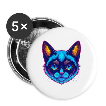 Schneeschuhkatze Rasse Cartoon Kawaii Tier Haustier - Buttons groß 56 mm (5er Pack) - Weiß - Vorne