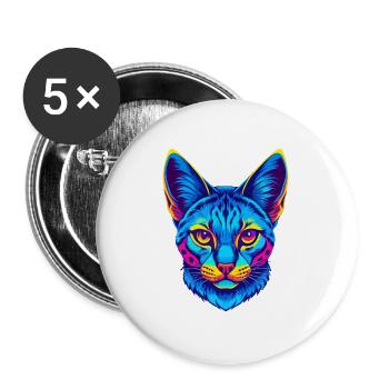 Savannah Katze Rasse Karikatur Kawaii Tier Haustier - Buttons groß 56 mm (5er Pack) - Weiß - Vorne