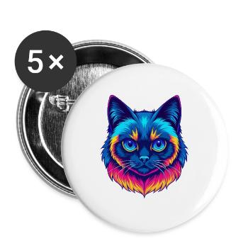Birma Heilige Katze Rasse Karikatur Kawaii Tier Haustier - Buttons groß 56 mm (5er Pack) - Weiß - Vorne