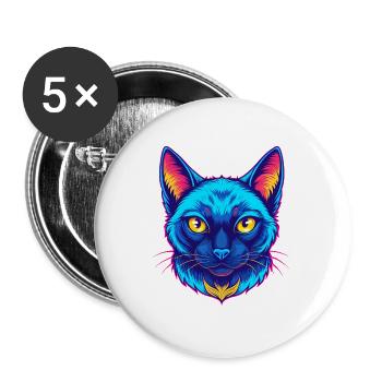 Chat Balinais Race Dessin animé Kawaii Animal Pet - Lot de 5 grands badges (56 mm) - blanc - Devant