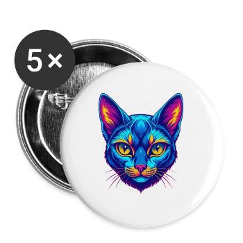 Arabe Mau Chat Race Dessin Animé Kawaii Animal Pet - Lot de 5 grands badges (56 mm) - blanc - Devant