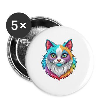 Ragdoll Chat Race Dessin animé Kawaii Animal Pet - Lot de 5 grands badges (56 mm) - blanc - Devant