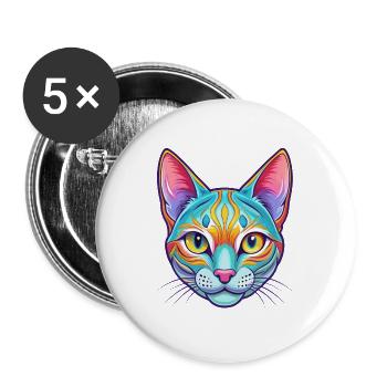 Ocicat Chat domestique race dessin animé Kawaii Animal Pe - Lot de 5 grands badges (56 mm) - blanc - Devant