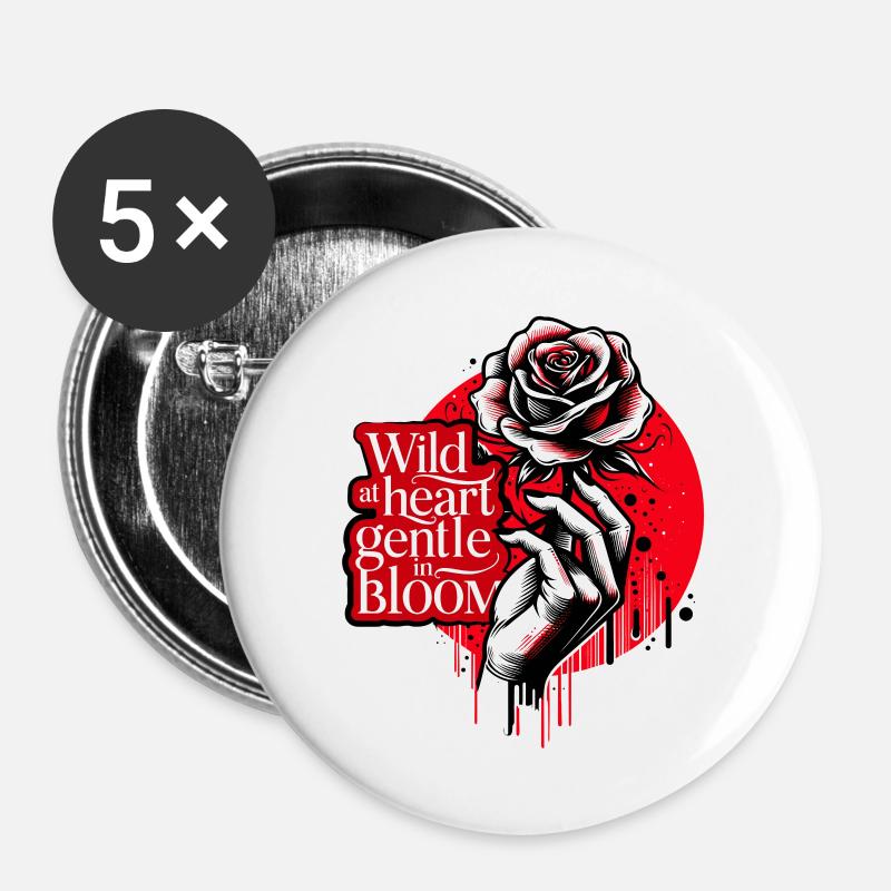 Wild at Heart, Gentle in Bloom - Buttons large 2.2''/56 mm (5-pack) - white