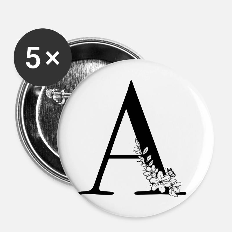 Letter A - Buttons large 2.2''/56 mm (5-pack) - white