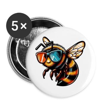 Biene - Buttons groß 56 mm (5er Pack) - Weiß - Vorne