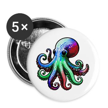 Pieuvre - Lot de 5 grands badges (56 mm) - blanc - Devant