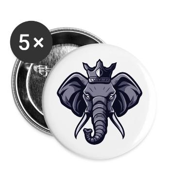 Couronne de tête d’éléphant - Lot de 5 grands badges (56 mm) - blanc - Devant