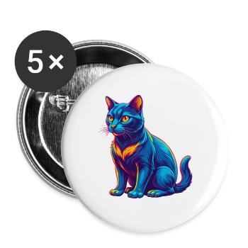 Chat de Bombay Race Dessin animé Kawaii Animal de compagnie - Lot de 5 grands badges (56 mm) - blanc - Devant