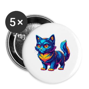 Chat javanais race dessin animé Kawaii animal de compagnie - Lot de 5 grands badges (56 mm) - blanc - Devant