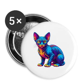 Devon Rex Chat Race Dessin animé Kawaii Animal Pet - Lot de 5 grands badges (56 mm) - blanc - Devant