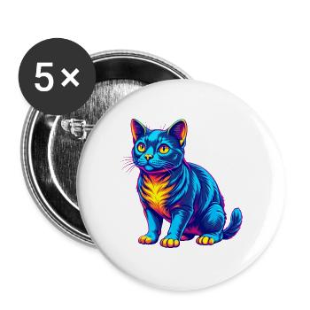 Chat brésilien à poil court dessin animé kawaii anima - Lot de 5 grands badges (56 mm) - blanc - Devant