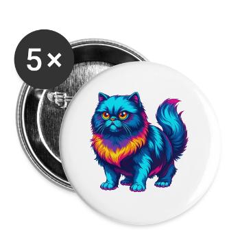Colorpoint Chat Persan Race Dessin animé Kawaii Animal - Lot de 5 grands badges (56 mm) - blanc - Devant
