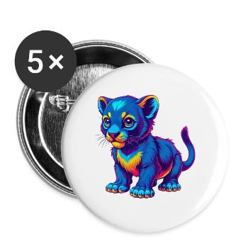 Baby Katze Rasse Cartoon Kawaii Tier Haustier - Buttons groß 56 mm (5er Pack) - Weiß - Vorne