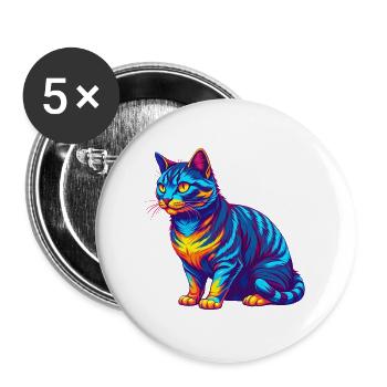 Kalifornische Spangled Katzenrasse Karikatur Kawaii Anima - Buttons groß 56 mm (5er Pack) - Weiß - Vorne