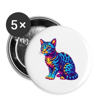 Ocicat Chat Race Dessin Animé Kawaii Animal Pet - Lot de 5 grands badges (56 mm) - blanc - Devant