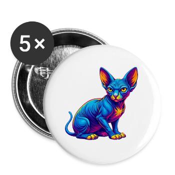 Sphynx Cat Breed Cartoon Kawaii Animal Pet - Buttons large 2.2''/56 mm (5-pack) - white - Front