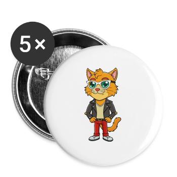 Laperm Funny Cartoon Kawaii Veste Lunettes de soleil - Lot de 5 grands badges (56 mm) - blanc - Devant