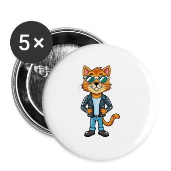 Domestic Funny Cartoon Kawaii Jacket Sunglasses - Buttons large 2.2''/56 mm (5-pack) - white - Front
