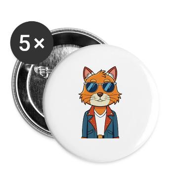 Asiatische lustige Cartoon Kawaii Jacke Sonnenbrille - Buttons groß 56 mm (5er Pack) - Weiß - Vorne