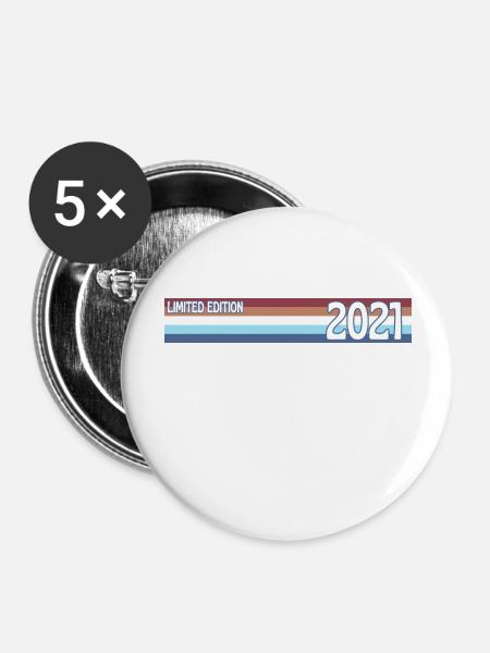 Retro 2021 Limitierte Auflage - Buttons groß 56 mm (5er Pack) - Weiß