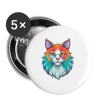 Gingembre Chat à poil long Race Dessin animé Kawaii Animal Pe - Lot de 5 grands badges (56 mm) - blanc - Devant