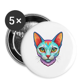 Burmilla Chat Race Dessin animé Kawaii Animal Pet - Lot de 5 grands badges (56 mm) - blanc - Devant