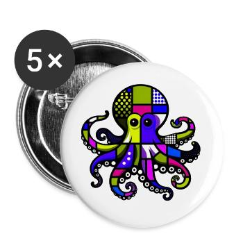 Octopus - Buttons large 2.2''/56 mm (5-pack) - white - Front