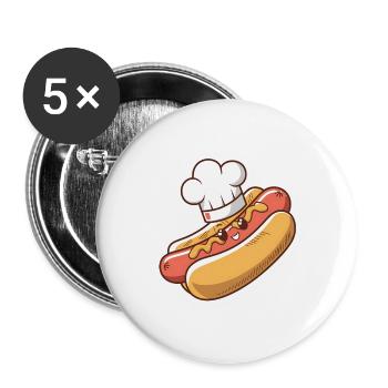 Cute kawaii hot dog - Buttons large 2.2''/56 mm (5-pack) - white - Front