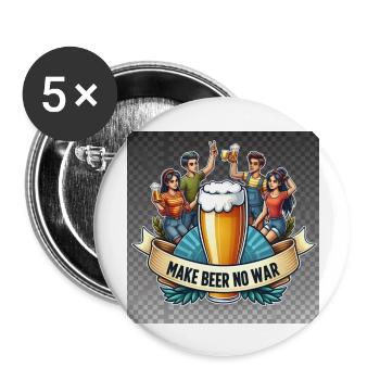 make Beer No War Logo - Buttons groß 56 mm (5er Pack) - Weiß - Vorne