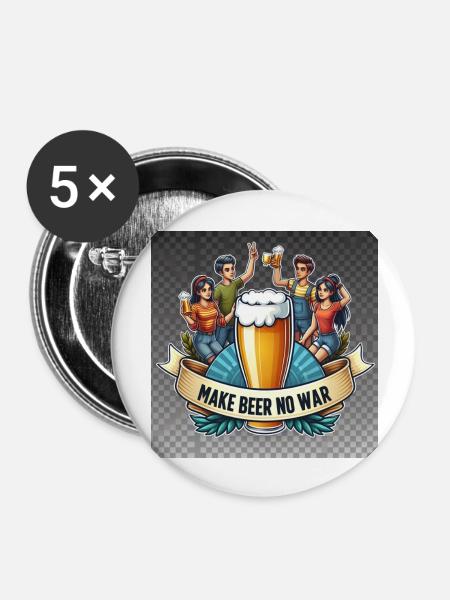 make Beer No War Logo - Buttons groß 56 mm (5er Pack) - Weiß