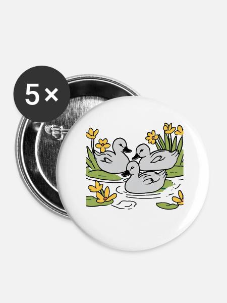 Entchen - Buttons groß 56 mm (5er Pack) - Weiß