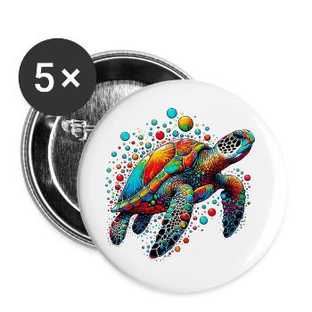Turtle - Buttons large 2.2''/56 mm (5-pack) - white - Front