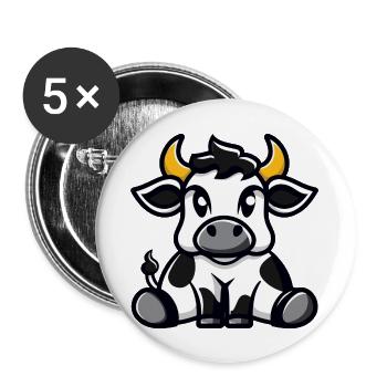 vache - Lot de 5 grands badges (56 mm) - blanc - Devant