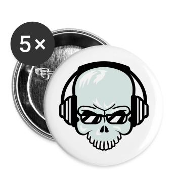 Schädel Skelett Totenkopf Horror Halloween Kopf - Buttons groß 56 mm (5er Pack) - Weiß - Vorne