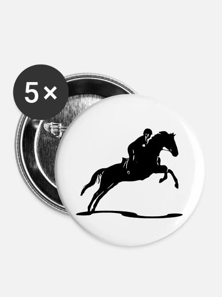 Reiten - Buttons groß 56 mm (5er Pack) - Weiß