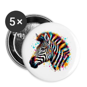 Zebra - Buttons groß 56 mm (5er Pack) - Weiß - Vorne