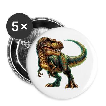 Dinosaure - Lot de 5 grands badges (56 mm) - blanc - Devant
