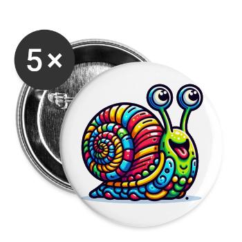 Cute Snail Kids - Buttons large 2.2''/56 mm (5-pack) - white - Front