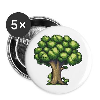 Icône pixel de brocoli - Lot de 5 grands badges (56 mm) - blanc - Devant
